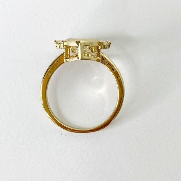 Pale Green Teardrop Faux Amethyst Semi-Halo Ring 6 - Picture 4 of 4